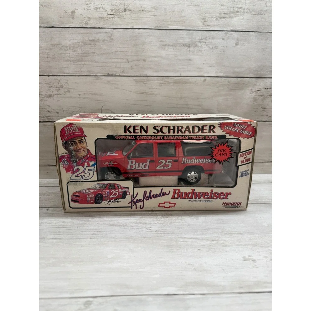 Ken Schrader 25 Budweiser Chevrolet Suburban Die Cast Metal Bank 1:25 Scale